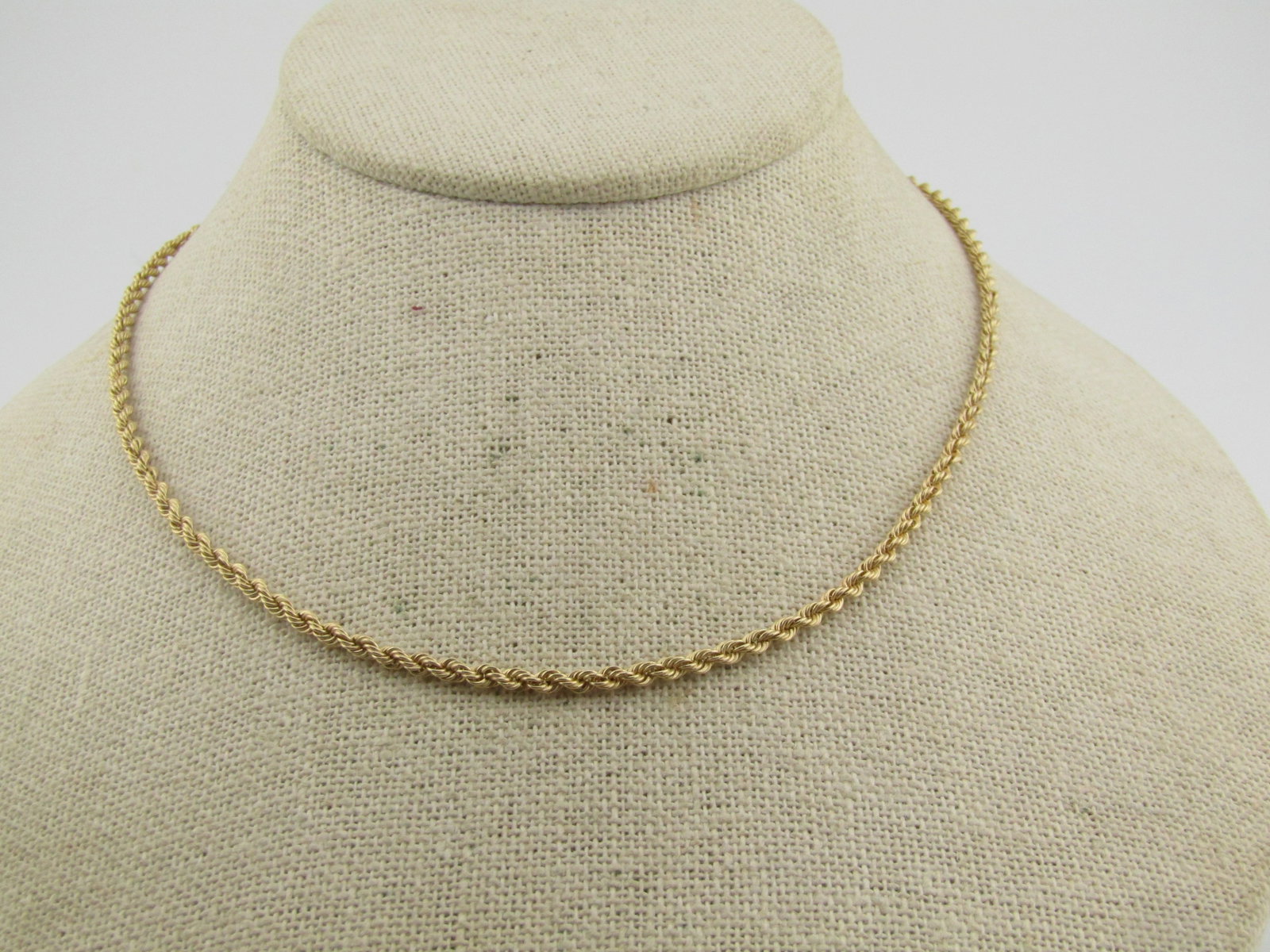 Vintage 14kt Twisted Solid Rope Chain 2.5mm Necklace, 16", 1970's-1980's - 2