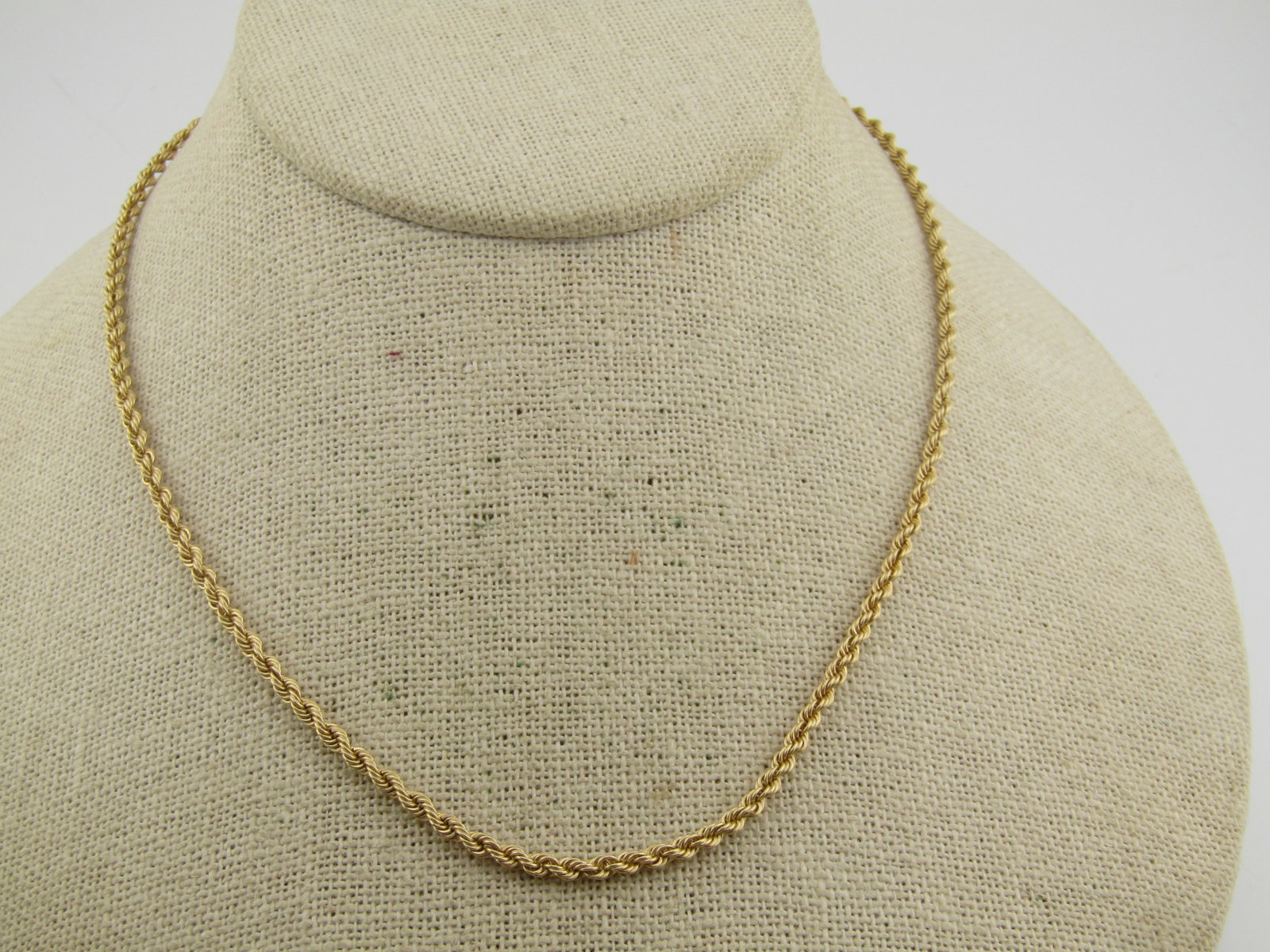 Vintage 14kt Twisted Solid Rope Chain 2.5mm Necklace, 16", 1970's-1980's - 3
