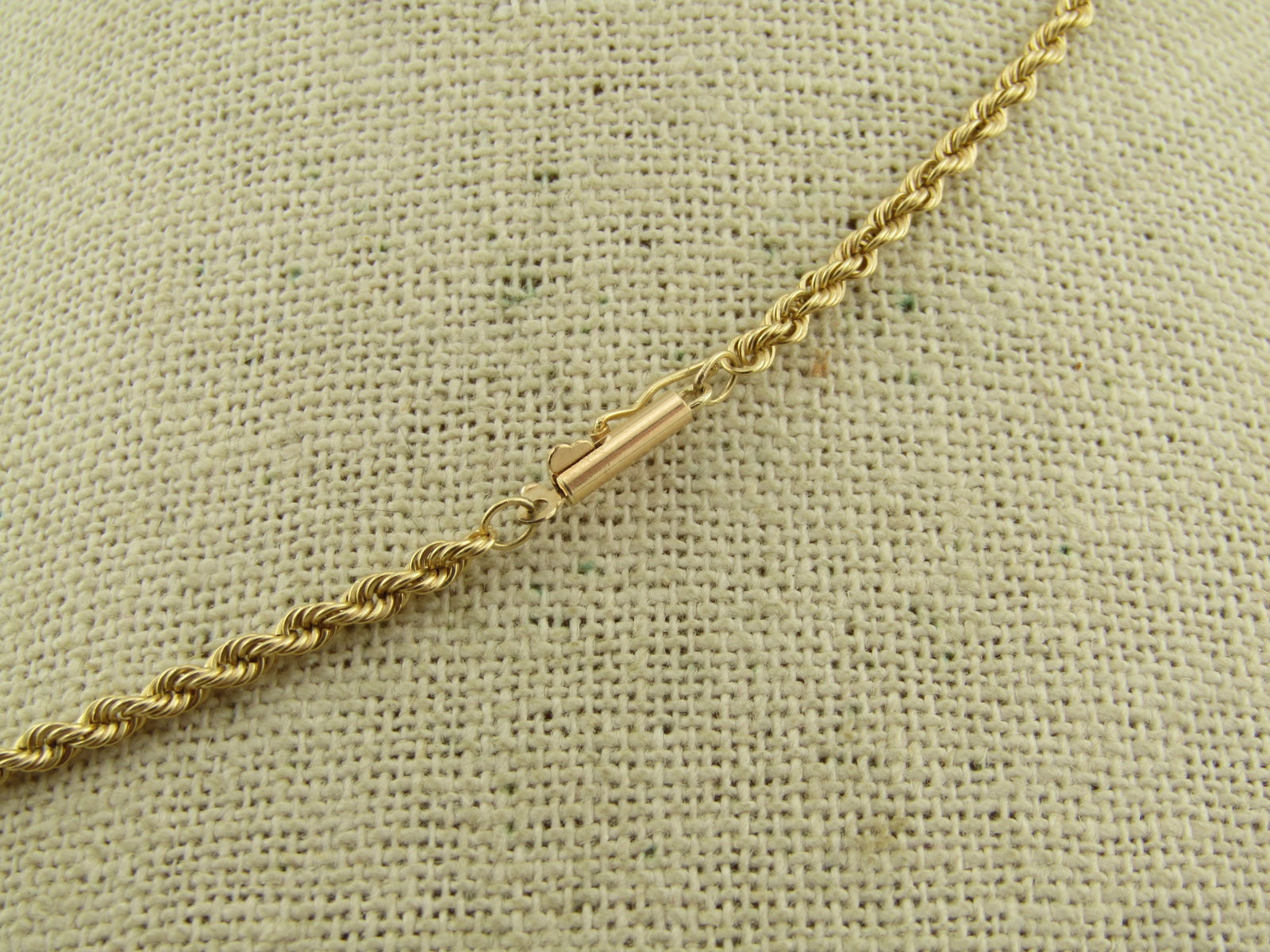 Vintage 14kt Twisted Solid Rope Chain 2.5mm Necklace, 16", 1970's-1980's - 4