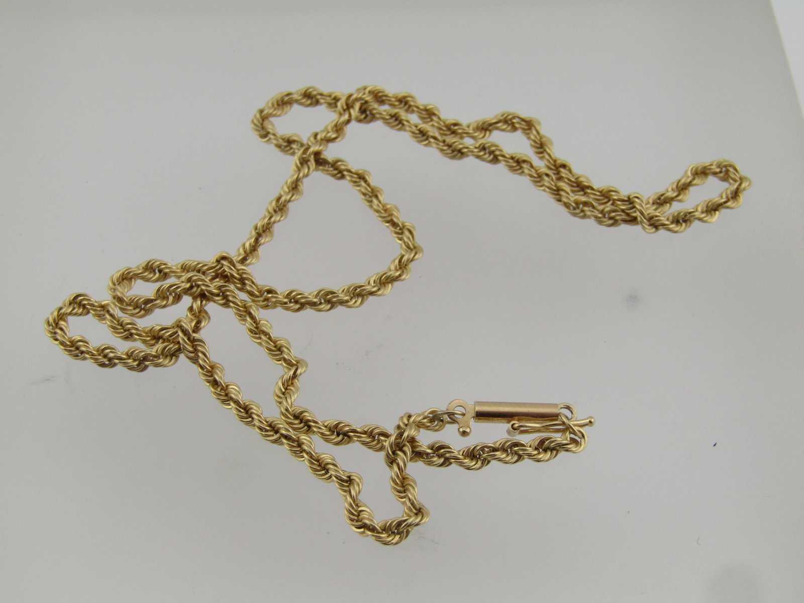 Vintage 14kt Twisted Solid Rope Chain 2.5mm Necklace, 16", 1970's-1980's - 6