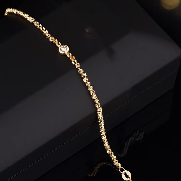 14K GOLD 0.05 CT NATURAL H DIAMOND BRACELET - 2