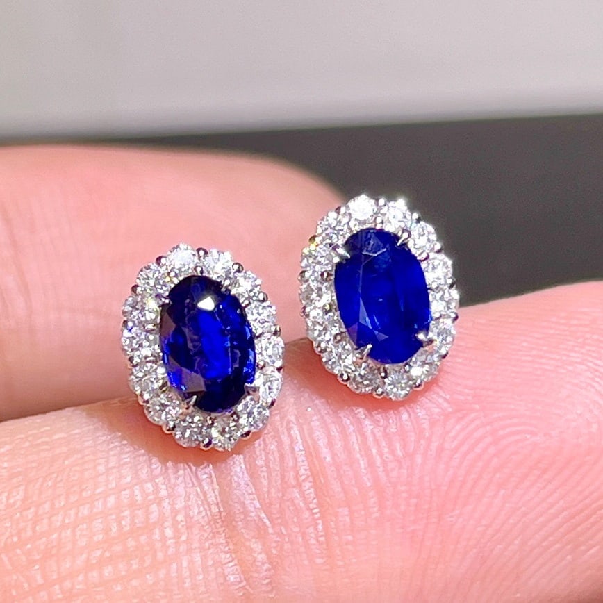 14K GOLD 1.32 CTW NATURAL SAPPHIRE and DIAMOND EARRINGS - 4