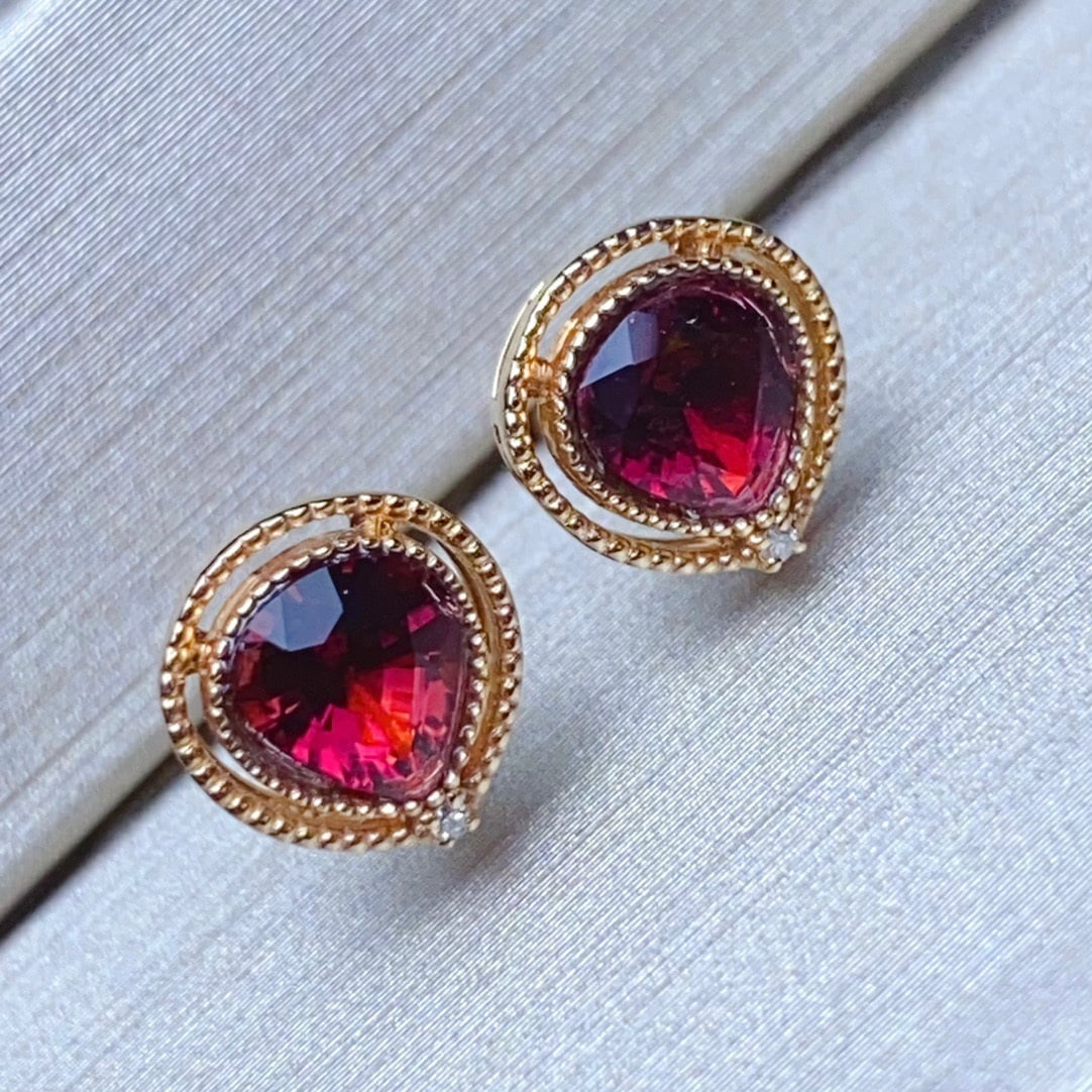 14K GOLD 0.95 CT NATURAL TOURMALINE and DIAMOND EARRINGS - 6