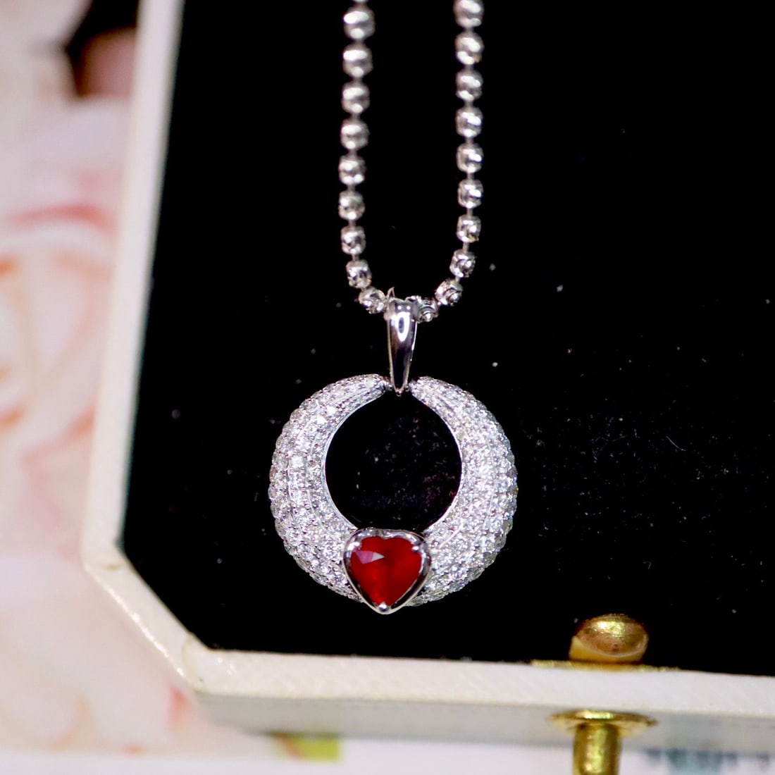 14K GOLD 1.04 CTW NATURAL RUBY and DIAMOND PENDANT (1 of 6)