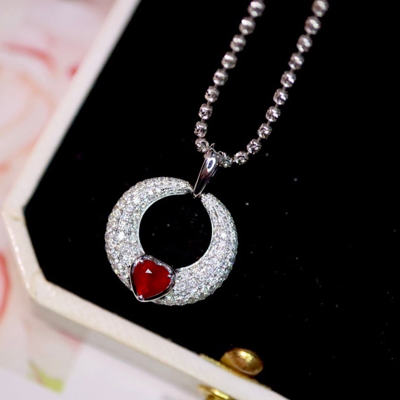 14K GOLD 1.04 CTW NATURAL RUBY and DIAMOND PENDANT - 4