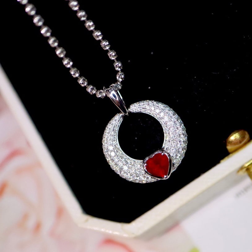 14K GOLD 1.04 CTW NATURAL RUBY and DIAMOND PENDANT - 5
