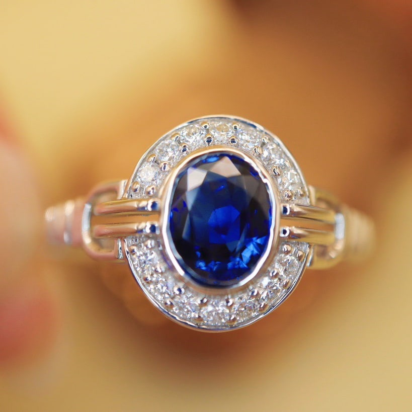 14K GOLD 1.02 CTW NATURAL SAPPHIRE and DIAMOND RING (1 of 5)