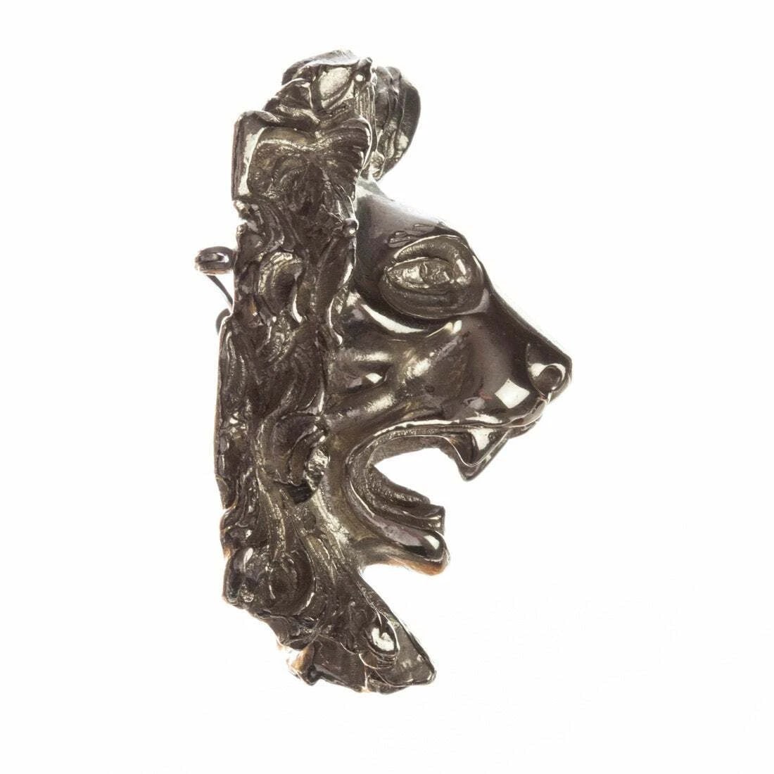 Judith Leiber Signed Lion Pin Pendant Silver Tone Vintage Animal Brooch - 3