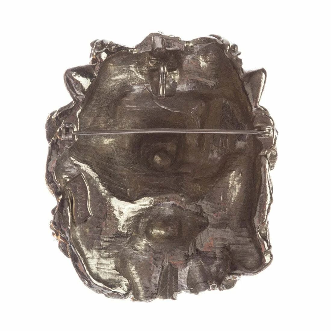 Judith Leiber Signed Lion Pin Pendant Silver Tone Vintage Animal Brooch - 5