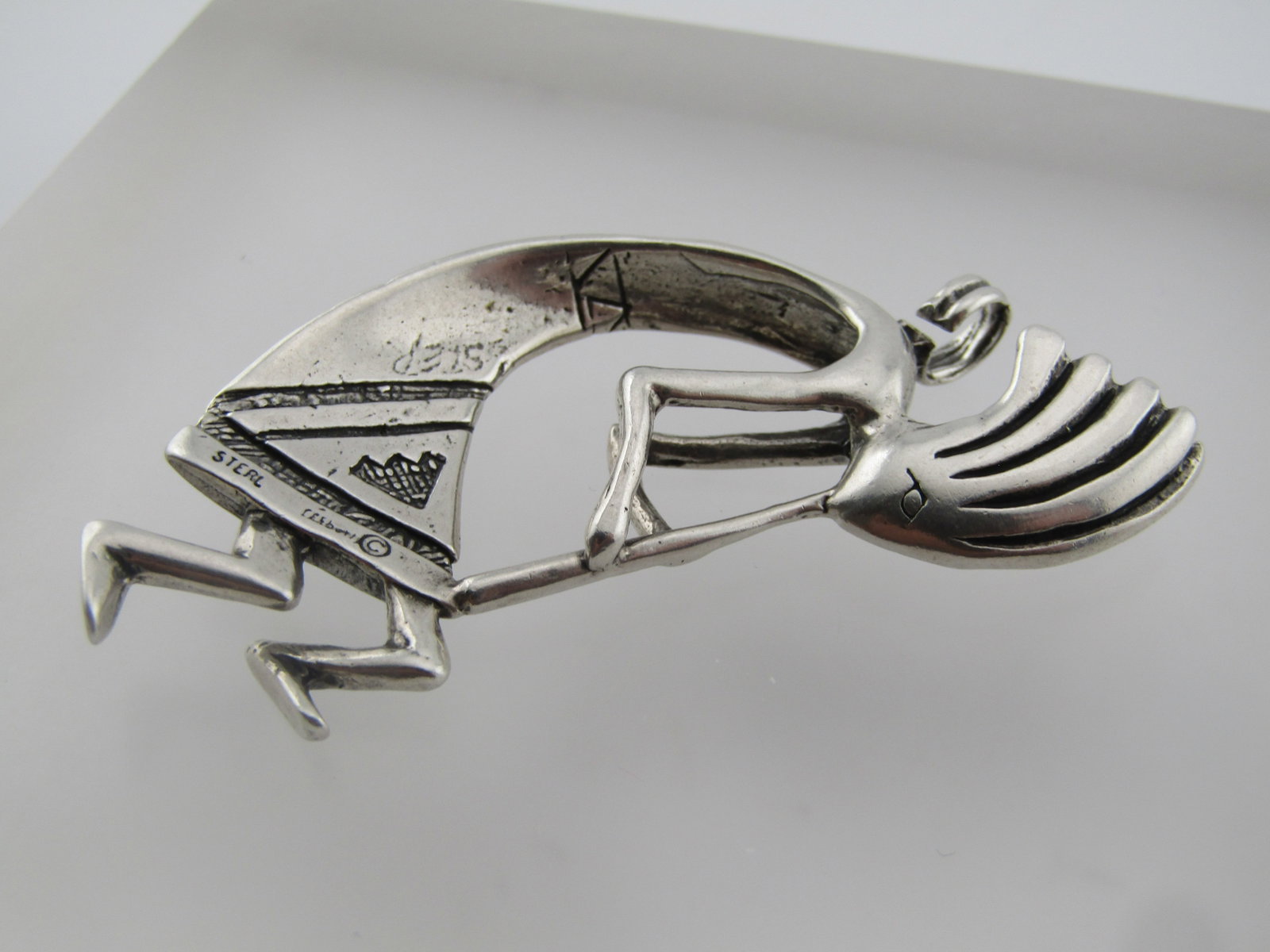 Vintage Sterling Southwestern Kokopeli Dancer Pendant, Signed, Post Mid-Century - 4