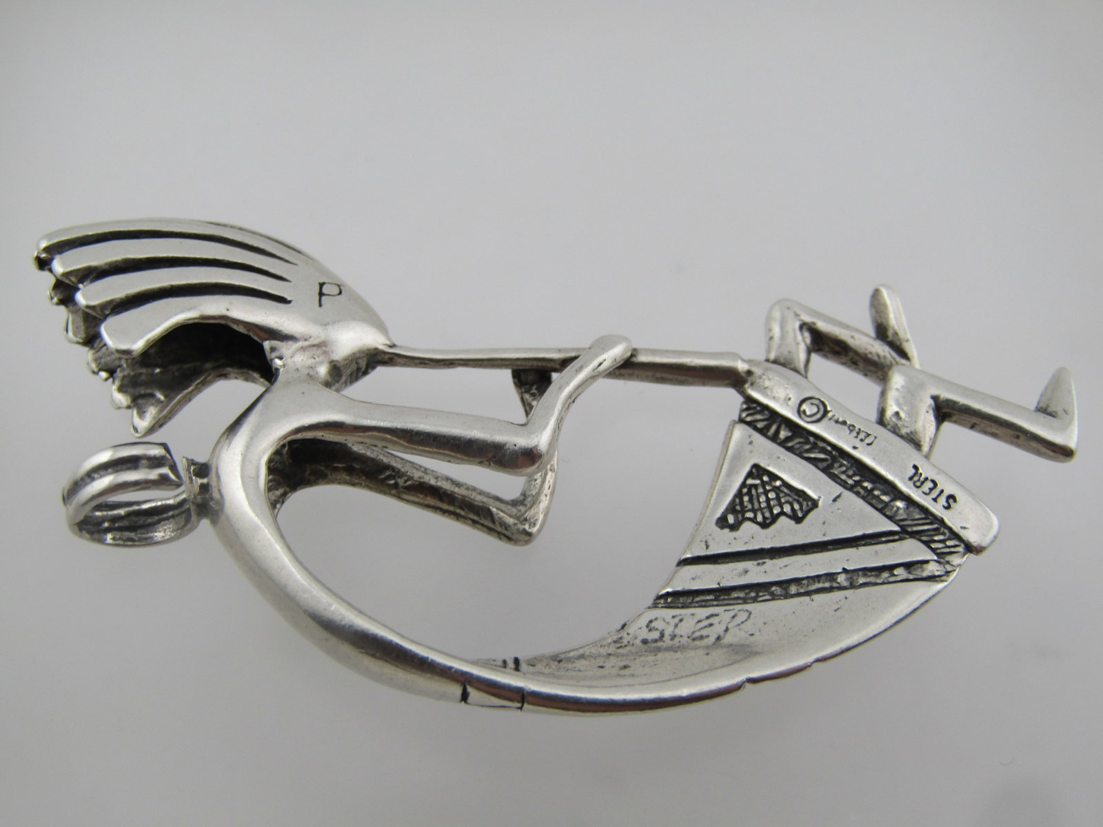 Vintage Sterling Southwestern Kokopeli Dancer Pendant, Signed, Post Mid-Century - 5