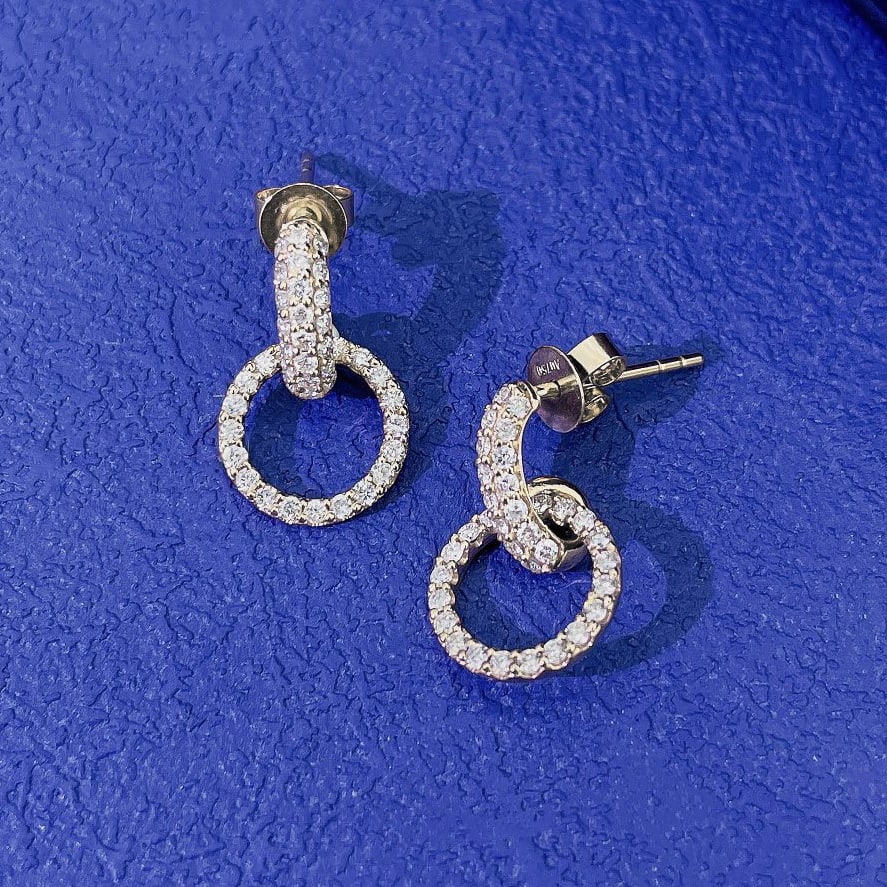 14K GOLD 0.56 CT NATURAL H DIAMOND EARRINGS - 2