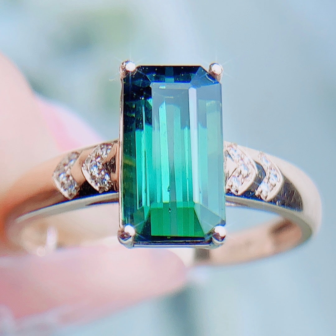 14K GOLD 2.33 CTW NATURAL TOURMALINE and DIAMOND RING - 2