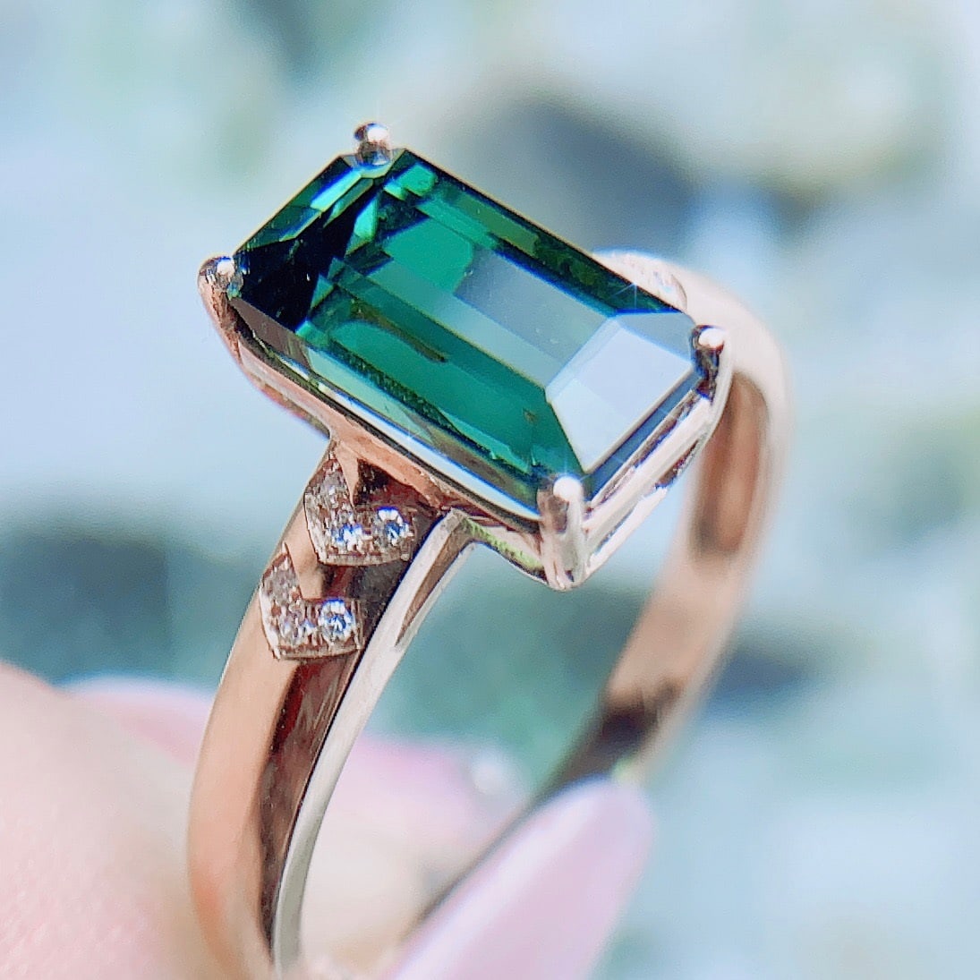 14K GOLD 2.33 CTW NATURAL TOURMALINE and DIAMOND RING - 4