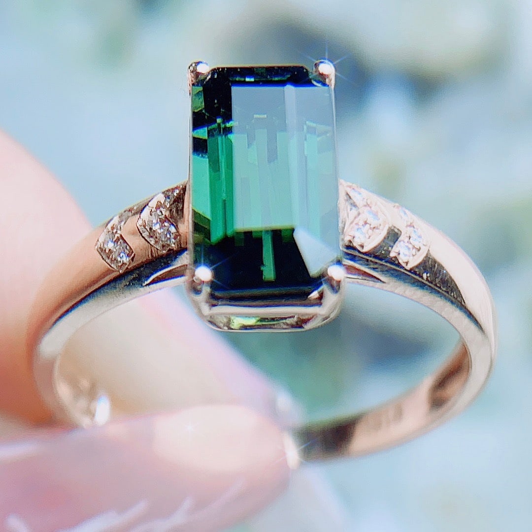14K GOLD 2.33 CTW NATURAL TOURMALINE and DIAMOND RING - 5