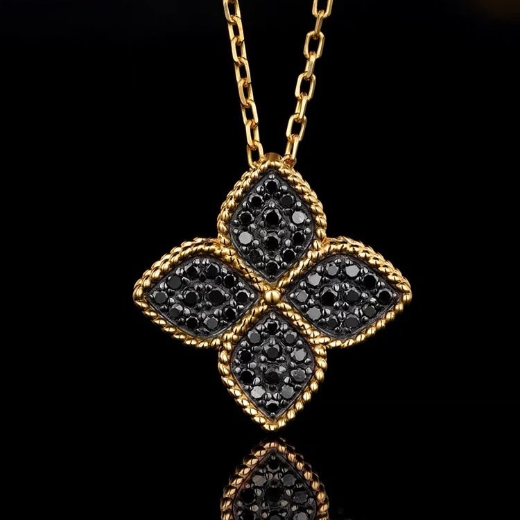 14K GOLD 0.5 CT NATURAL BLACK DIAMOND PENDANT - 4