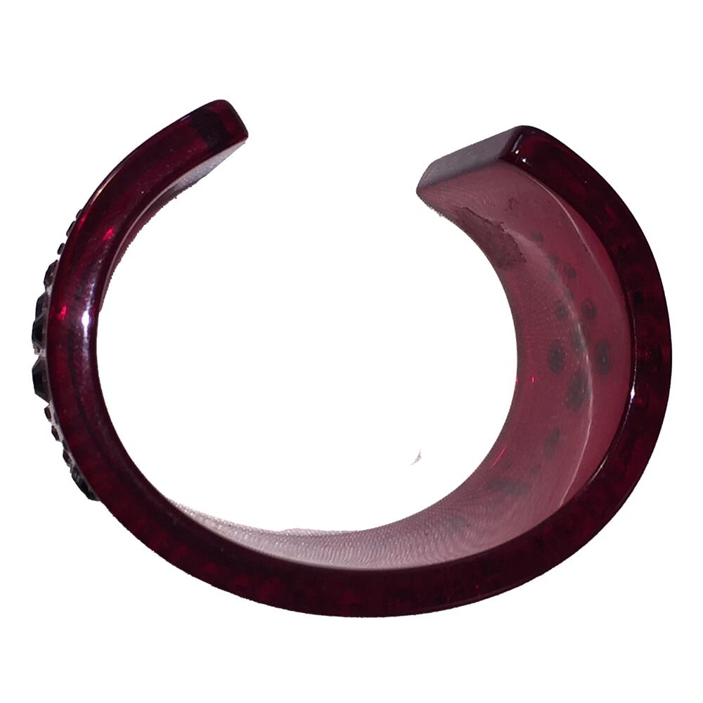 Dior Red Translucent Cuff with Black Rhinestones - 5