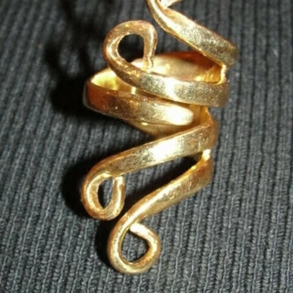 14 kt Gold Vermeil over Brass Figural Fork Ring - 5
