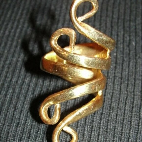 14 kt Gold Vermeil over Brass Figural Fork Ring - 6