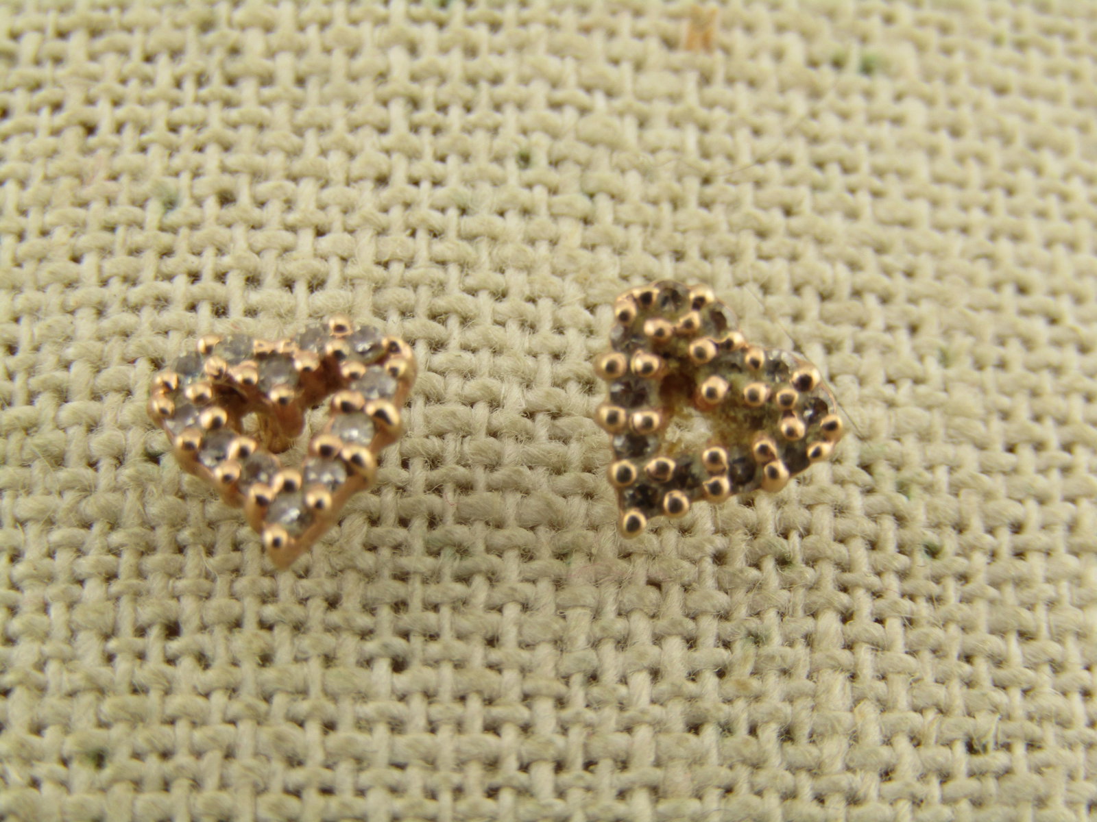 Vintage 14kt Diamond Heart Earrings, Pierced, Missing Clutches, 1970's-1980's (1 of 6)