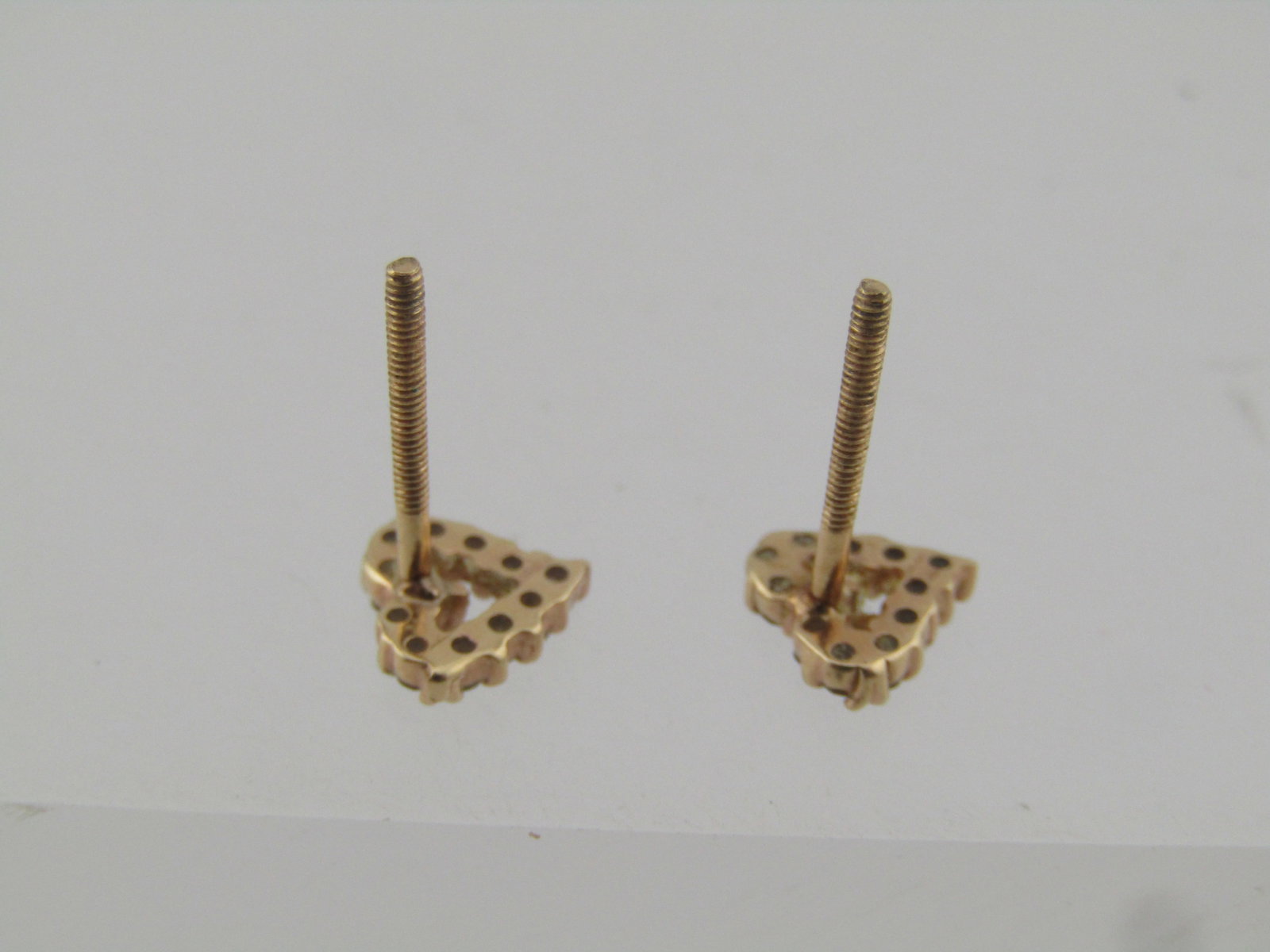 Vintage 14kt Diamond Heart Earrings, Pierced, Missing Clutches, 1970's-1980's - 4