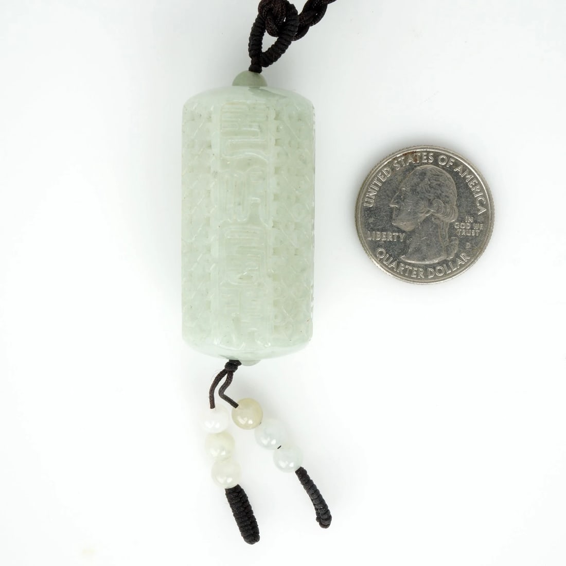 Chinese Carved Jadeite Pendant Necklace - 7