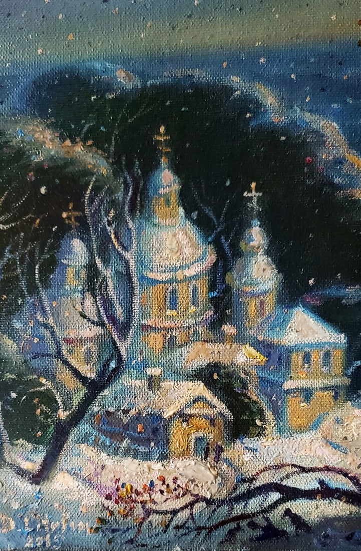 Oil painting Winter Monastery Daniil Litvinov - 7