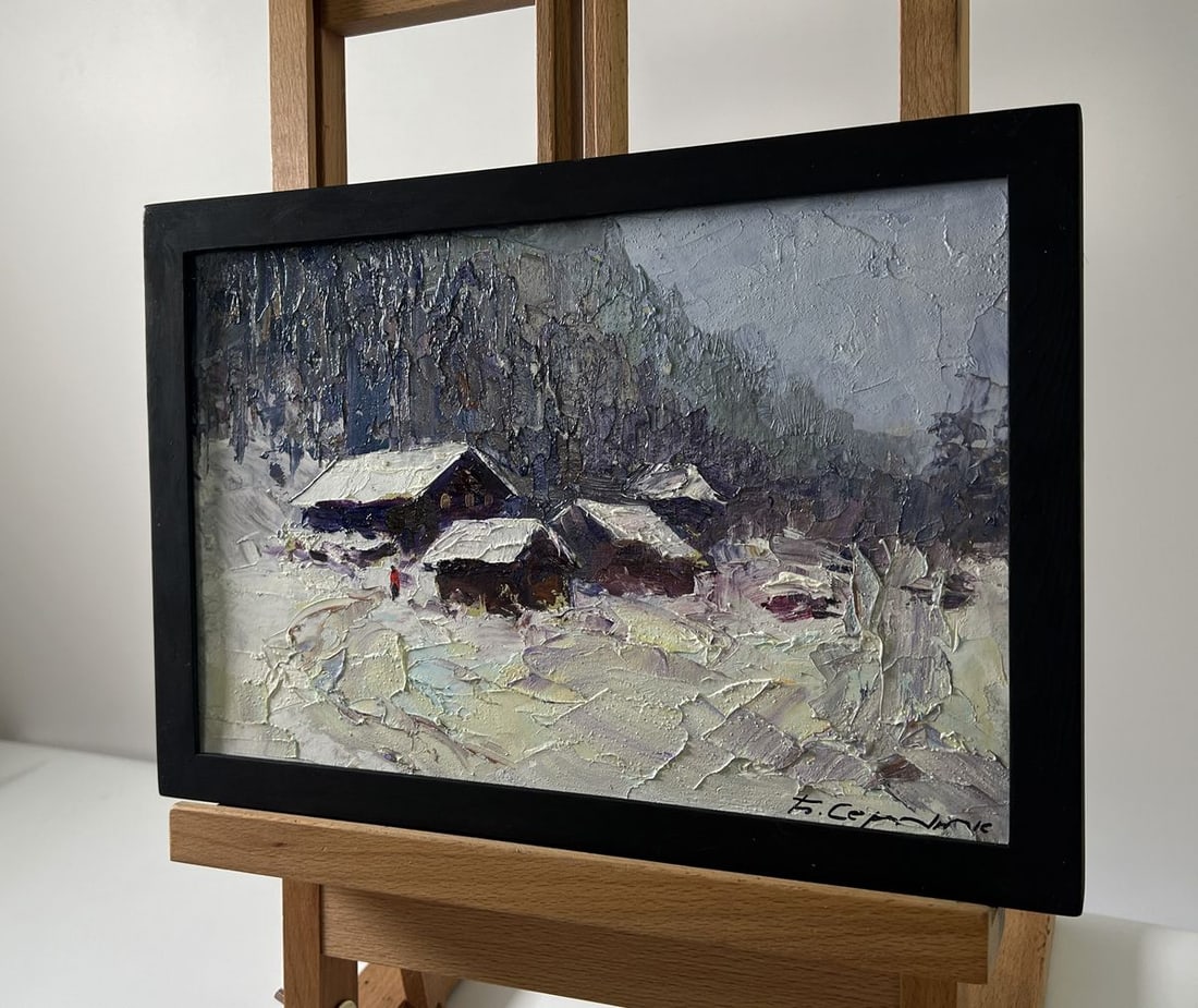 Oil painting Winter village Boris Serdyuk - 2