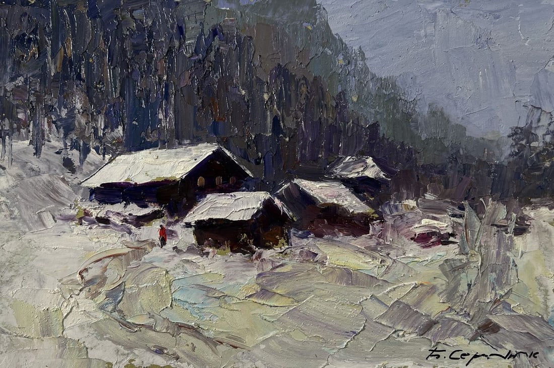 Oil painting Winter village Boris Serdyuk - 3