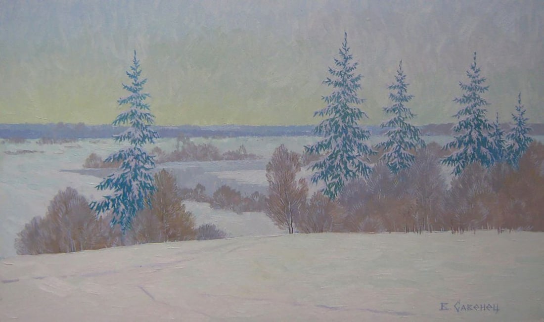 Oil painting After the night snow storm Valery Savenets (1 of 6)