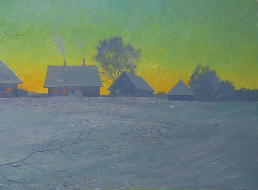 Oil painting Winter evening Valery Savenets - 4