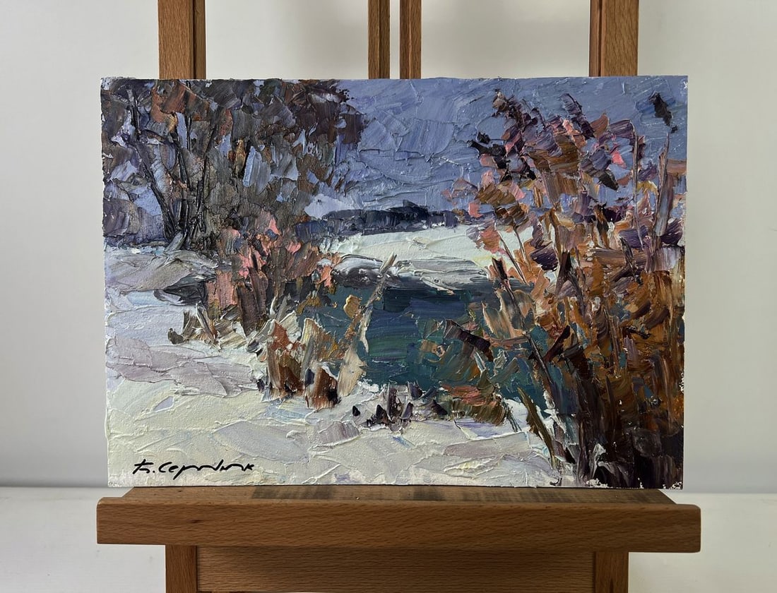 Oil painting The first snow and the breath of frost Boris Serdyuk: Title: Oil painting The first snow and the breath of frost Boris Serdyuk Description: NoAAA5448The Oil painting on Cardboard titled The first snow and the breath of frost" captures with remarkable int