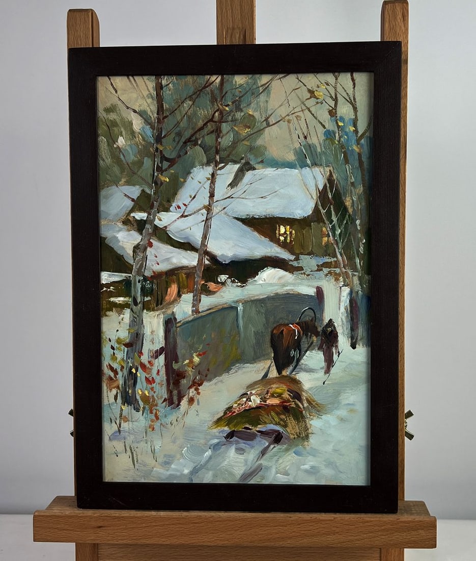 Oil painting Home on a winter evening Yuriy Suprunchuk (1 of 9)
