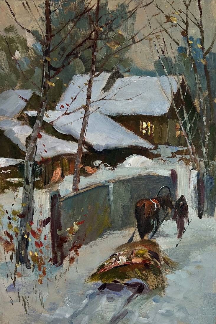 Oil painting Home on a winter evening Yuriy Suprunchuk - 3