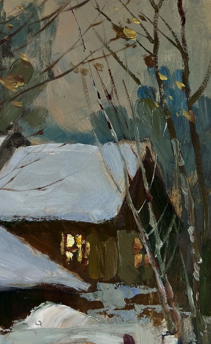 Oil painting Home on a winter evening Yuriy Suprunchuk - 4