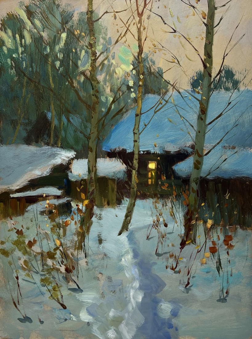 Oil painting Enjoying the winter sunset Yuriy Suprunchuk - 3