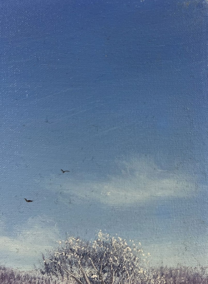 Oil painting Winter cold landscape at dawn Andrei Bagno - 4