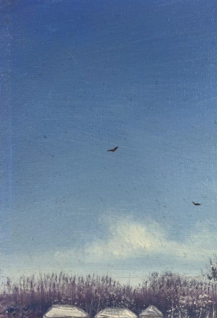 Oil painting Winter cold landscape at dawn Andrei Bagno - 5