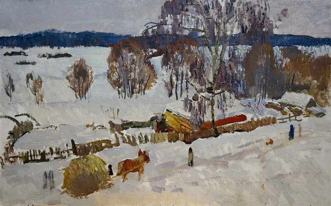Oil painting Winter landscape Zvyagintsev Rostislav Mikhailovich (1 of 8)