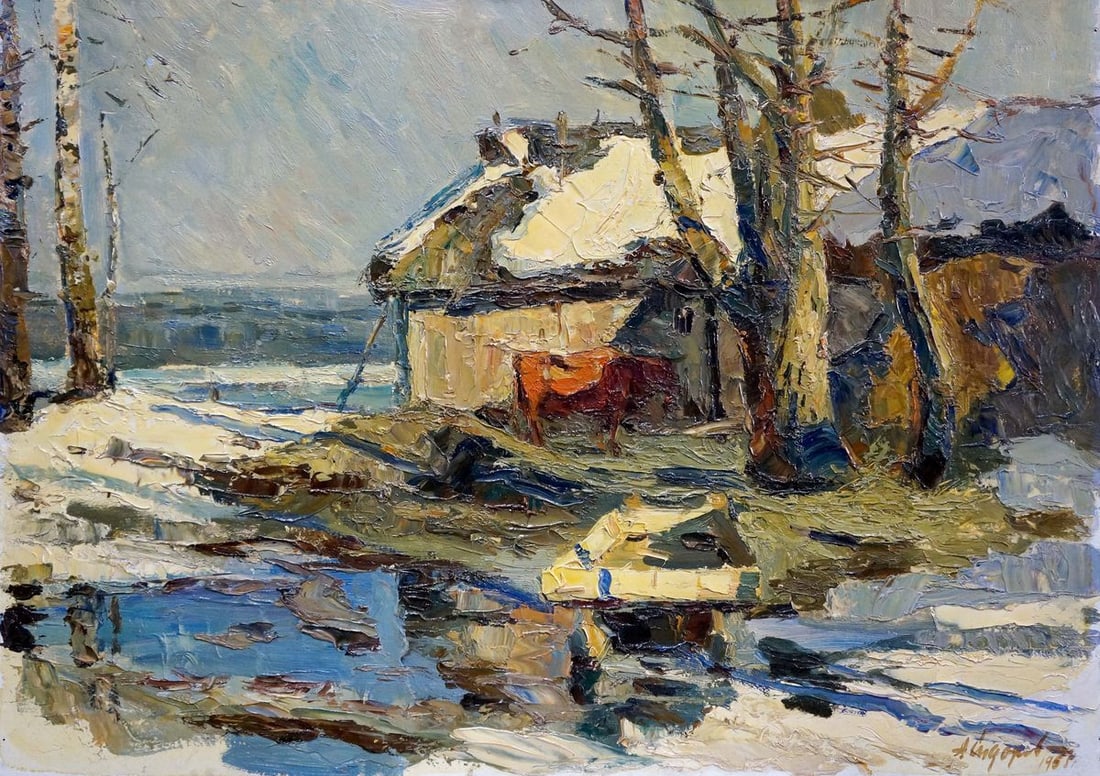 Oil painting Rural courtyard Sidorov Alexey Evdokimovich (1 of 8)