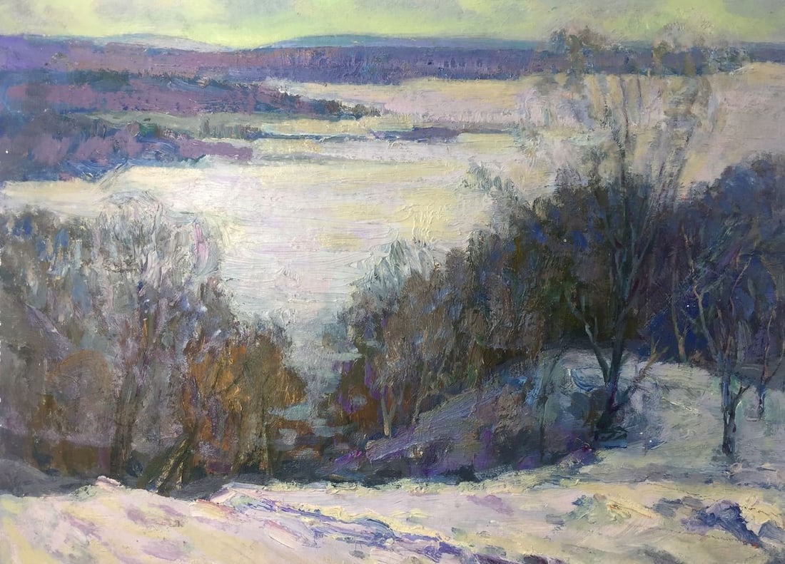 Oil painting Winter time original picture painter (1 of 9)