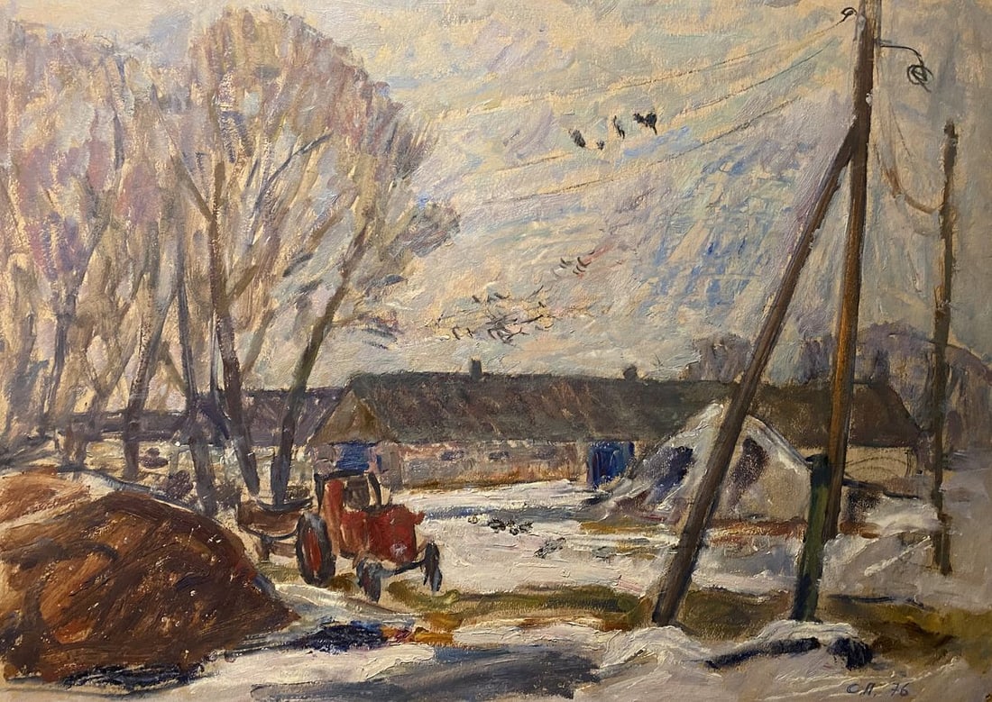 Oil painting Farm yard Stanislav Petrashevsky (1 of 9)
