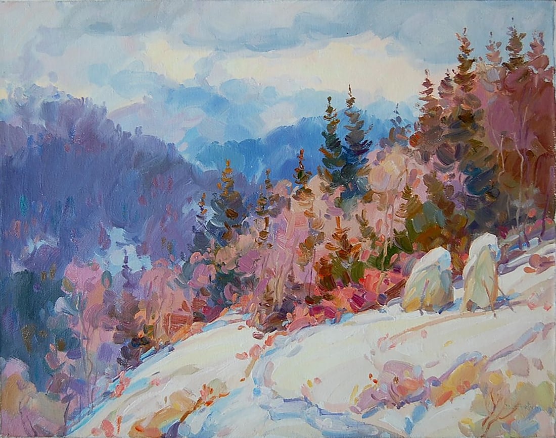 Oil painting Winter in the Carpathians Kotmin Dmitry: Title: Oil painting Winter in the Carpathians Kotmin Dmitry Description: NoKotmin 26*** ABOUT THIS PAINTING **** TITLE: Winter in the Carpathians"* ARTISTS: Kotmin Dmitry* SIZE: 40x50 cm/'15.74x19.68 