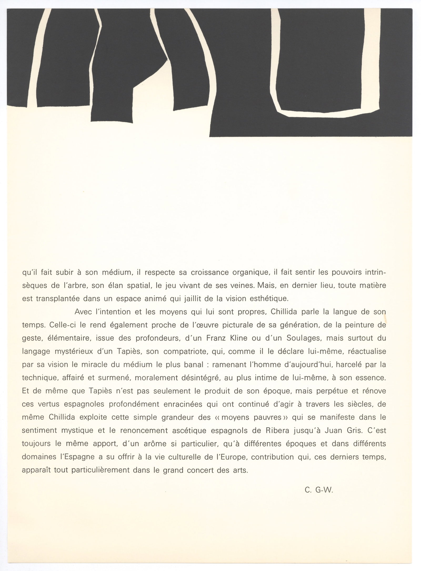 Eduardo Chillida original lithograph, 1964: Title: Eduardo Chillida original lithograph, 1964 Description: Medium: original lithograph. Printed in 1964 for the art revue Derriere le Miroir (issue number 143) and published in Paris by Maeght.