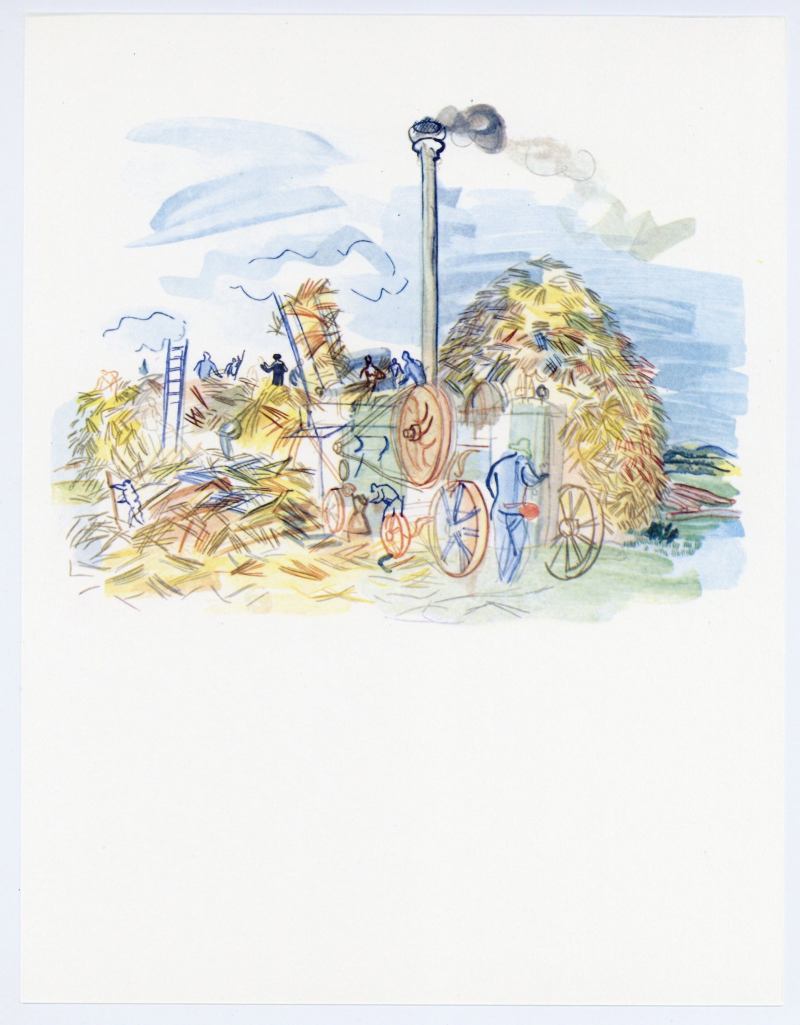 Raoul Dufy "Le depiquage de Montsaunes" from Vacances Forcees: Title: Raoul Dufy "Le depiquage de Montsaunes" from Vacances Forcees Description: Medium: offset lithograph (after the watercolor). Printed in 1970 on velin bouffant paper from the Papeteries
