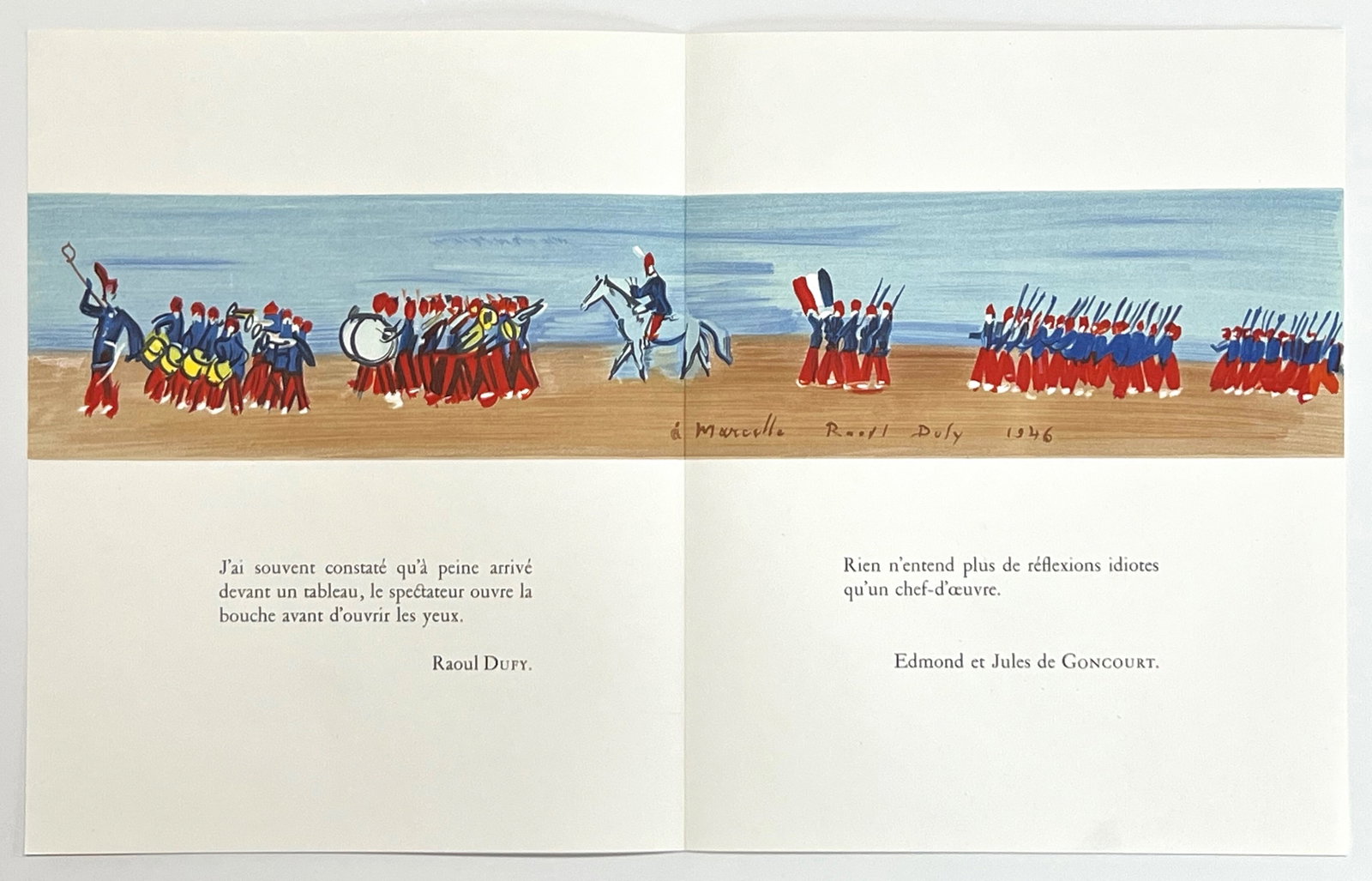 Raoul Dufy lithograph "Parade": Title: Raoul Dufy lithograph "Parade" Description: Medium: lithograph (after the watercolor). This lithograph was printed on Arjomari wove paper by Mourlot Freres and published in 1965 for Marcelle