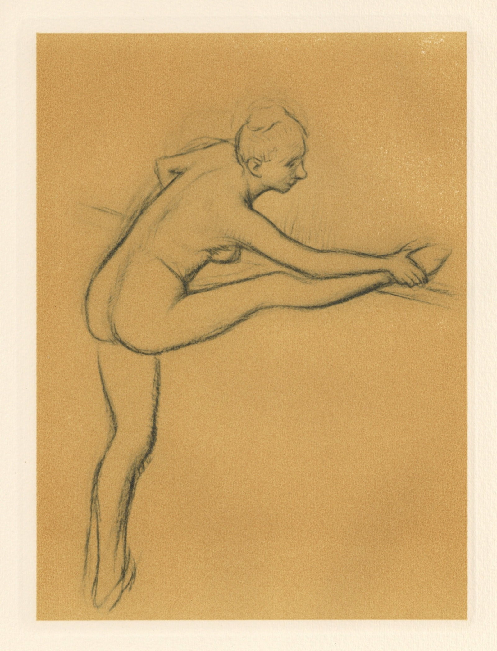 Edgar Degas "Danseuse a la barre": Title: Edgar Degas "Danseuse a la barre" Description: Medium: engraving (after the drawing). Printed on Vidalon wove paper and published in Paris in 1948 by Braun et Cie for a scarce portfolio. The