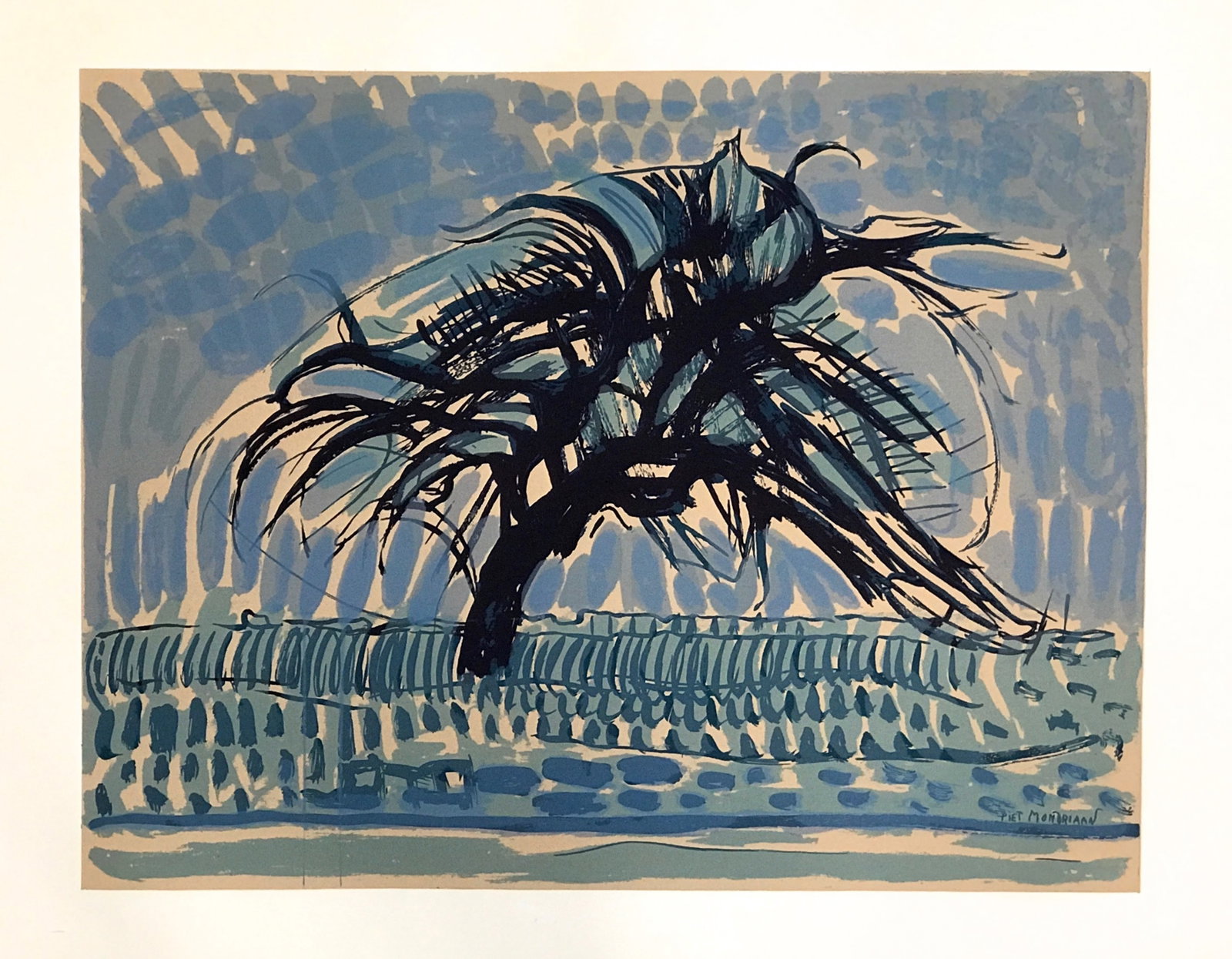 Piet Mondrian serigraph "L'arbre bleu": Title: Piet Mondrian serigraph "L'arbre bleu" Description: Medium: serigraph (after the 1911 watercolor). Printed in 1957 on Bristol San Francisco smooth wove paper in an edition of 300 at the