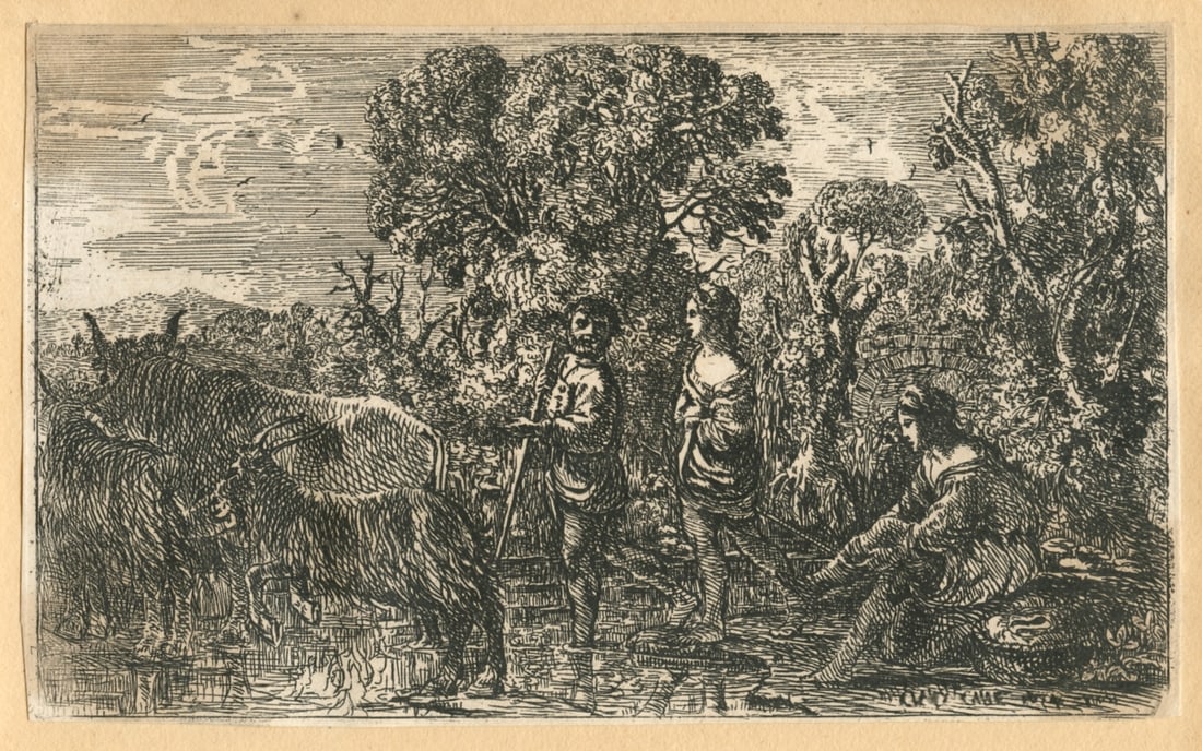 Claude Lorrain original etching "Le Passage du Gue" The Ford (1 of 1)