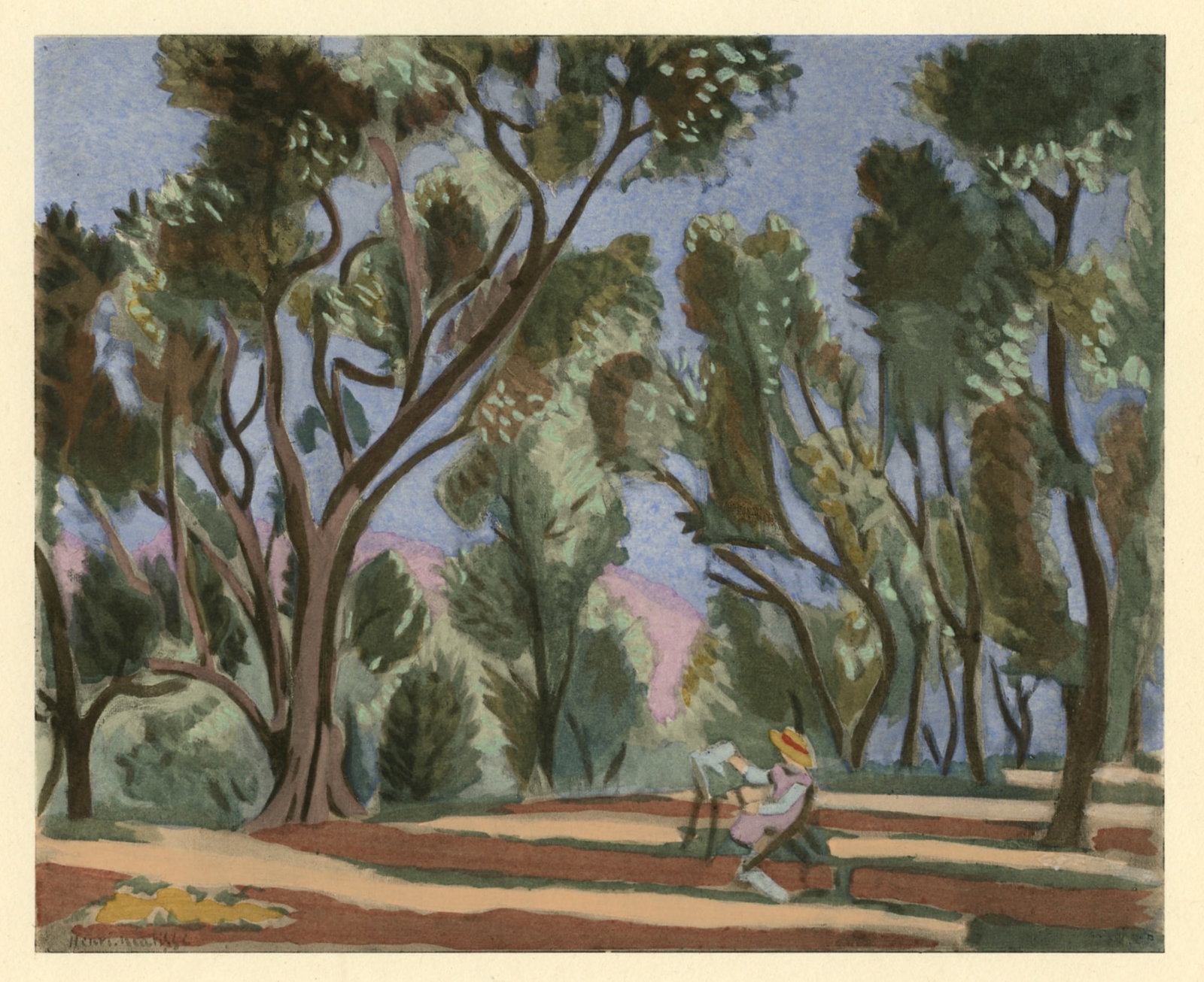 Henri Matisse "Oliviers" pochoir: Title: Henri Matisse "Oliviers" pochoir Description: Medium: pochoir (after the watercolor). Published in Paris in 1924 by Albert Morance for "L'Art d'Aujourd'hui", and now very scarce. The